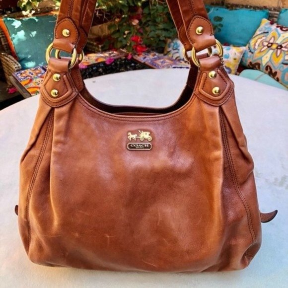 COPY - COPY - Coach Madison Maggie 3 compartment Brown Tan Large Hobo Bag - Picture 5 of 13